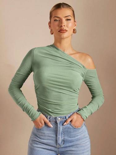 Blusa manga larga cuello abierto